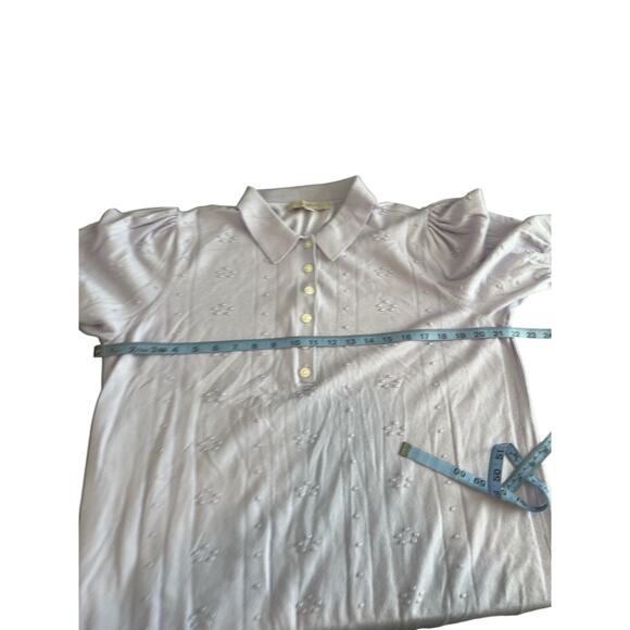 Loft Sweater Shirt Purple Button Front 3D Knit Soft Short‎ Sleeve Work Size XL - Picture 11 of 13